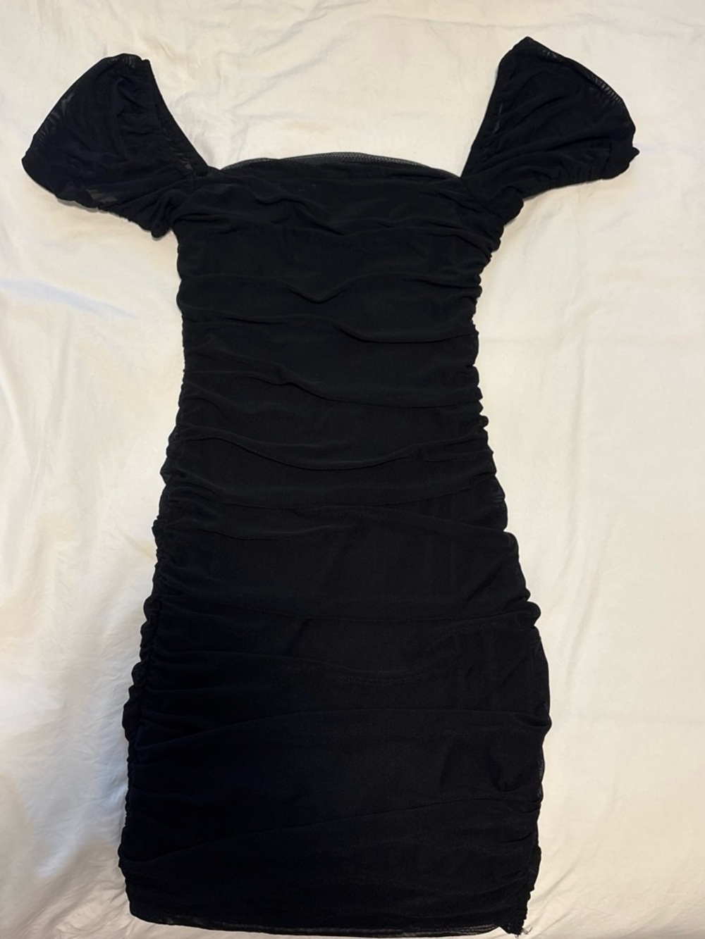 Princess Polly Black Ruched Shoulder Mini Dress
